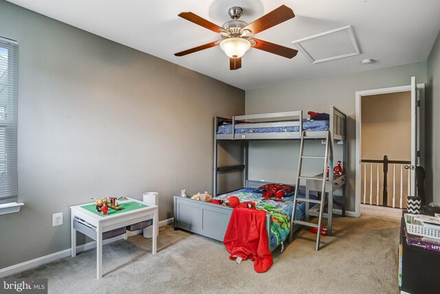 9506 Wilton Pl, Clinton, MD 20735 - carpeted bedroom with attic access, a ceiling fan, and baseboards