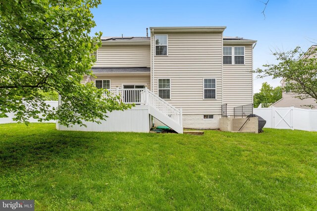 9506 Wilton Pl, Clinton, MD 20735 - rear view of house featuring stairway and a wooden deck