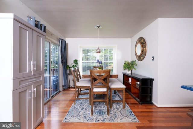dining room featuring baseboards and wood finished floors