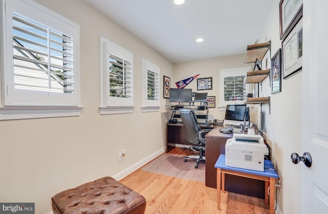 3207 19th St N, Arlington, VA 22201 - home office with light wood-style floors, recessed lighting, and baseboards
