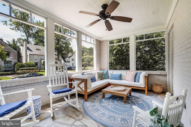 3207 19th St N, Arlington, VA 22201 - sunroom / solarium featuring ceiling fan and an outdoor living space