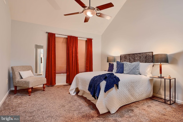 5012 Strawbridge Ter, Perry Hall, MD 21128 - carpeted bedroom featuring baseboards, high vaulted ceiling, and ceiling fan