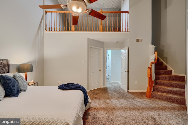 5012 Strawbridge Ter, Perry Hall, MD 21128 - bedroom featuring a towering ceiling, baseboards, and carpet flooring