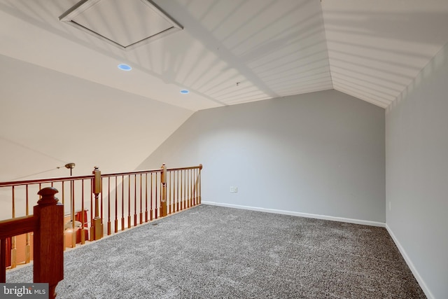 5012 Strawbridge Ter, Perry Hall, MD 21128 - additional living space with carpet floors, attic access, lofted ceiling, recessed lighting, and baseboards