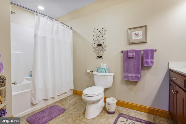 239 Abishire Way, Chambersburg, PA 17202 - bathroom with baseboards, vanity, toilet, and shower / tub combo