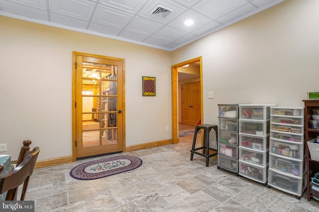 239 Abishire Way, Chambersburg, PA 17202 - interior space with stone finish flooring, baseboards, visible vents, and ornamental molding