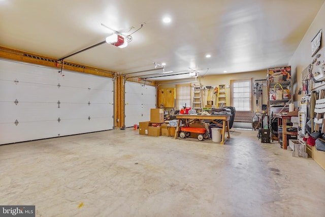239 Abishire Way, Chambersburg, PA 17202 - garage featuring recessed lighting, a workshop area, and a garage door opener