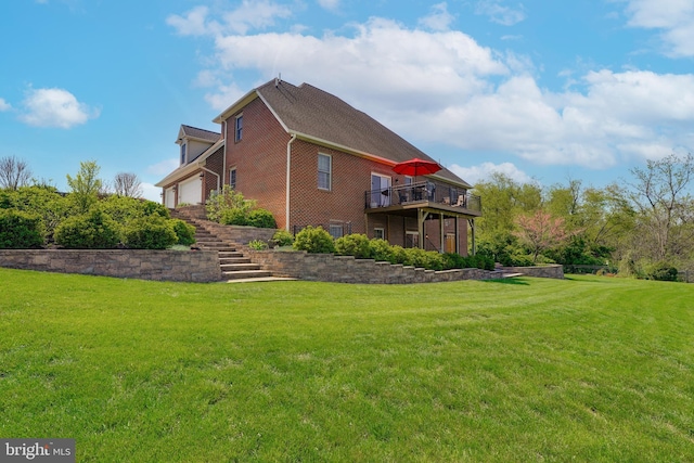 239 Abishire Way, Chambersburg, PA 17202 - view of property exterior with a lawn, a wooden deck, and brick siding