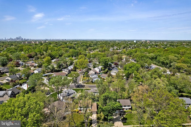 aerial view with a residential view