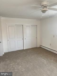 1148 Tabor Plz, Philadelphia, PA 19111 - unfurnished bedroom featuring two closets, ceiling fan, and carpet