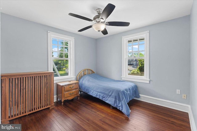 226 Washington Ter, Audubon, NJ 08106 - bedroom with hardwood / wood-style flooring, baseboards, and a ceiling fan