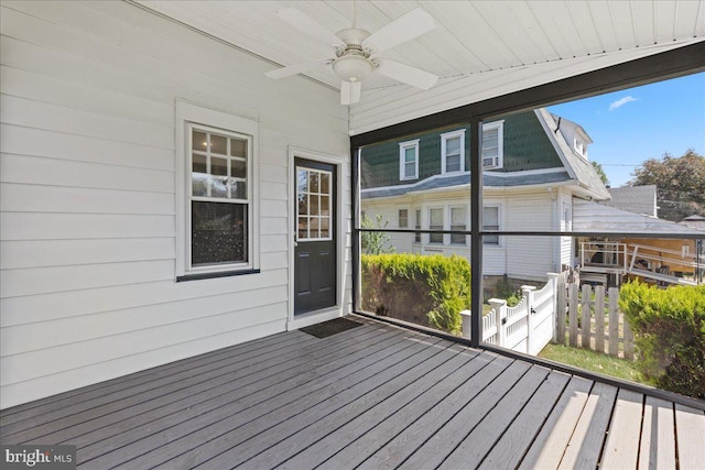 226 Washington Ter, Audubon, NJ 08106 - unfurnished sunroom featuring ceiling fan
