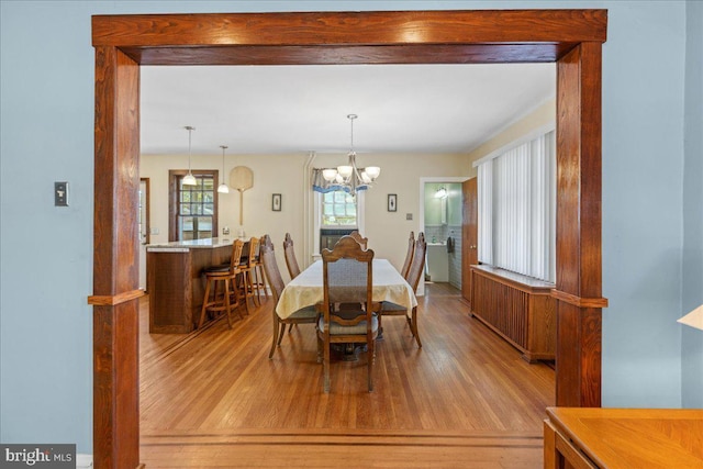 226 Washington Ter, Audubon, NJ 08106 - dining area with light wood-style flooring and a chandelier