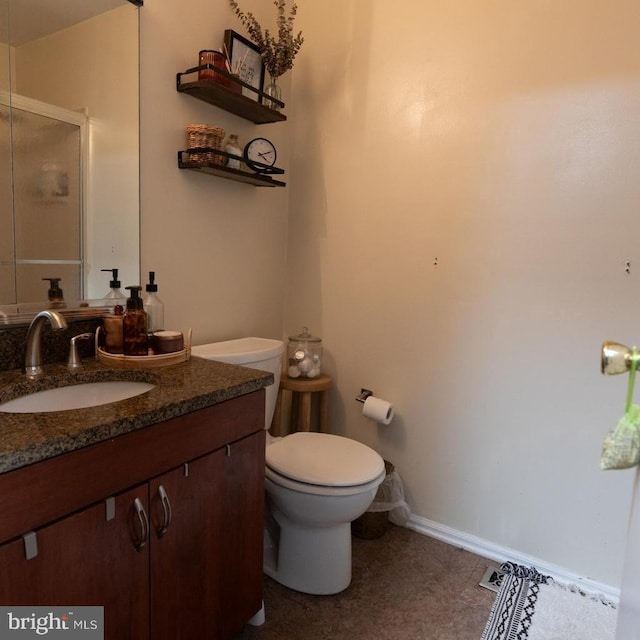 4 Country Ln, Westampton, NJ 08060 - full bathroom featuring vanity, toilet, a shower with door, and baseboards