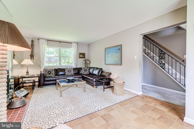 1109 Neal Dr, Alexandria, VA 22308 - living room with stairs and baseboards