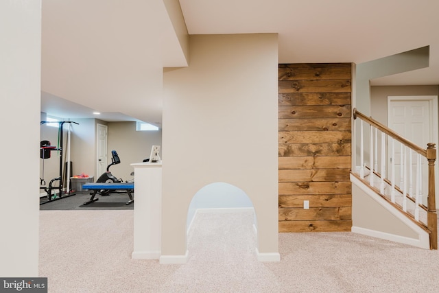 interior space featuring carpet