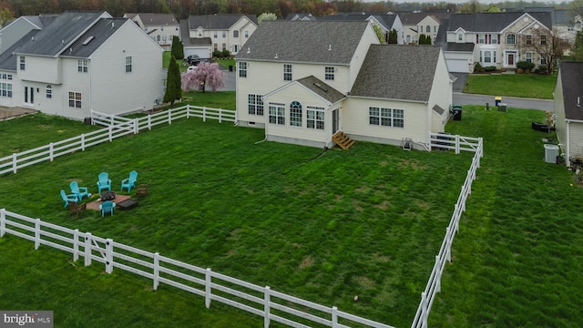 bird's eye view with a residential view