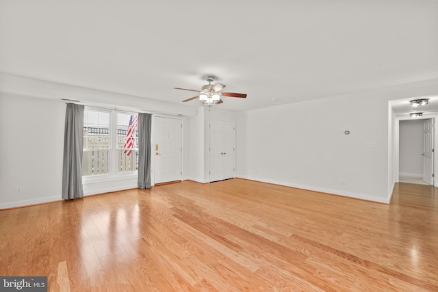 1521 N Van Dorn St, Alexandria, VA 22304 - empty room featuring light wood-style flooring, a ceiling fan, baseboards, and crown molding