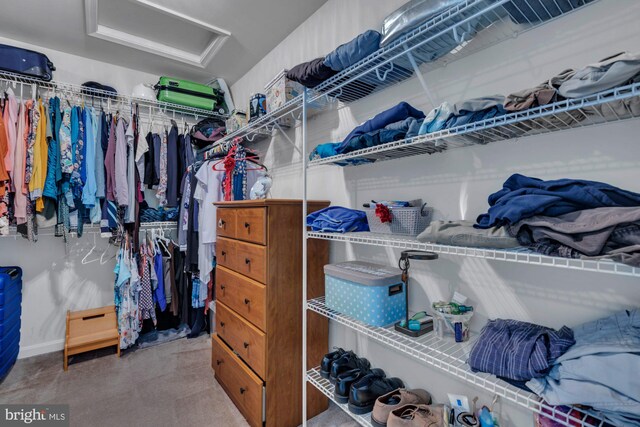 walk in closet with attic access