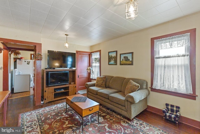 621 Gay St, Hanover, PA 17331 - living room with plenty of natural light, wood finished floors, and crown molding