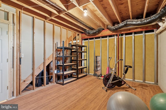 basement featuring wood finished floors