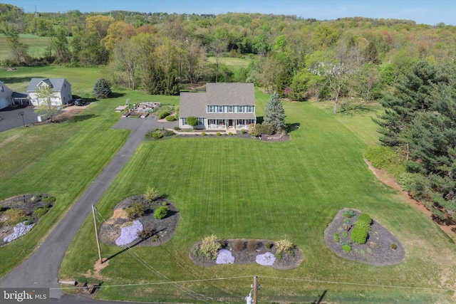 aerial view with a rural view
