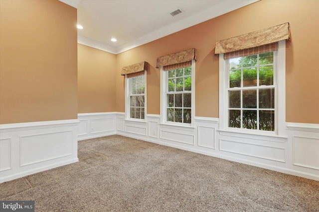 137 Mahogany Way, Upper Gwynedd, PA 19446 - unfurnished room featuring carpet floors, a wainscoted wall, ornamental molding, and recessed lighting