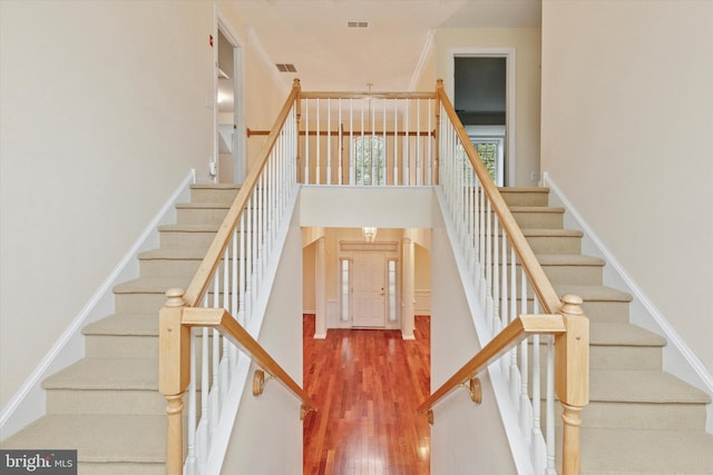137 Mahogany Way, Upper Gwynedd, PA 19446 - staircase featuring wood finished floors and a towering ceiling
