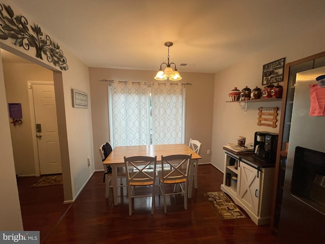 7918 Bentley Village Dr Unit 14A, Springfield, VA 22152 - dining space featuring an inviting chandelier, baseboards, and dark wood finished floors
