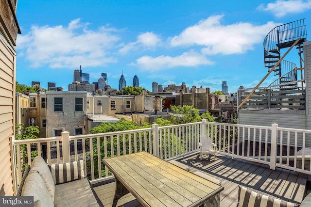 2019 Pemberton St, Philadelphia, PA 19146 - deck featuring stairway and a view of skyline