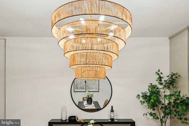 detailed view of a chandelier