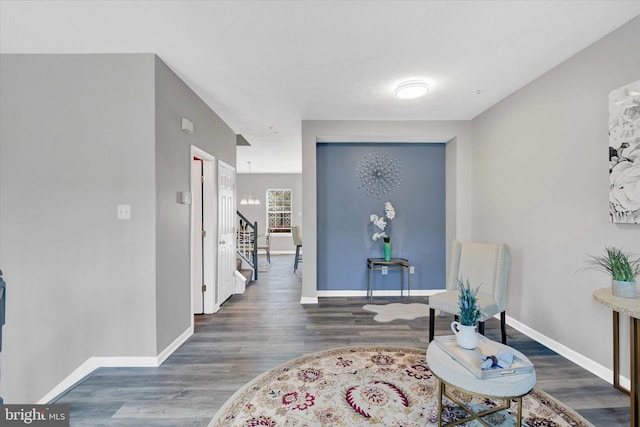 entryway featuring baseboards and wood finished floors