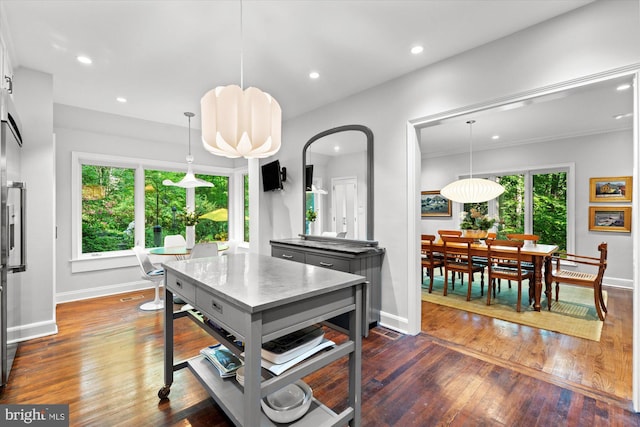 2871 Audubon Ter NW, Washington, DC 20008 - dining area featuring recessed lighting, baseboards, and dark wood finished floors