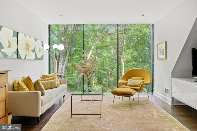 2871 Audubon Ter NW, Washington, DC 20008 - sitting room featuring visible vents, floor to ceiling windows, and wood finished floors
