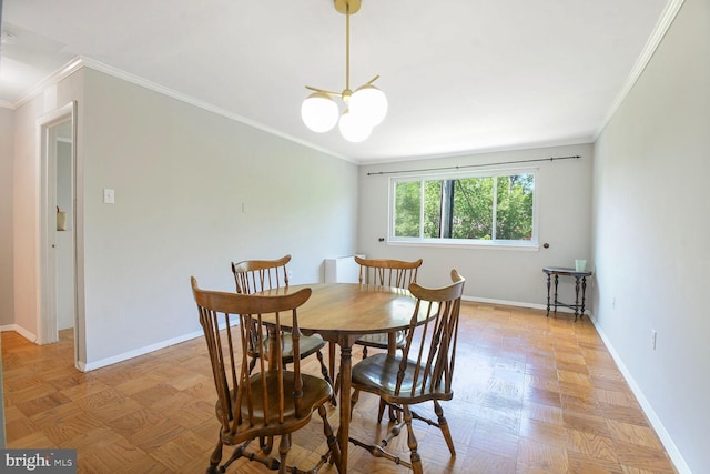 4555 Macarthur Blvd NW Unit 202, Washington, DC 20007 - dining space featuring ornamental molding and a chandelier