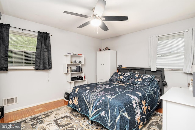 150 Elton Ave, Hamilton, NJ 08620 - bedroom with visible vents, a ceiling fan, baseboards, and wood finished floors