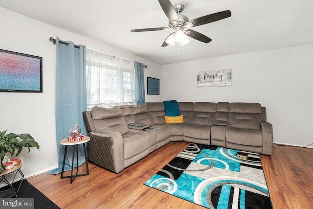 150 Elton Ave, Hamilton, NJ 08620 - living area featuring baseboards, ceiling fan, and wood finished floors