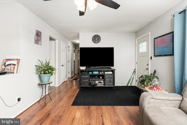 150 Elton Ave, Hamilton, NJ 08620 - living area featuring baseboards, ceiling fan, and wood finished floors