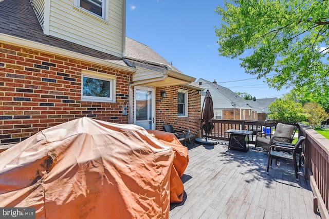 deck featuring an outdoor living space