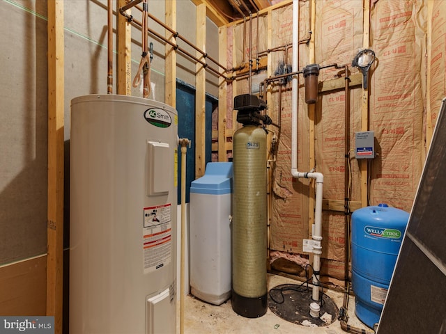 utility room with water heater