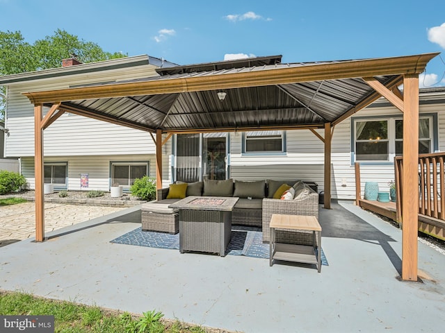 view of patio / terrace with a gazebo and an outdoor hangout area