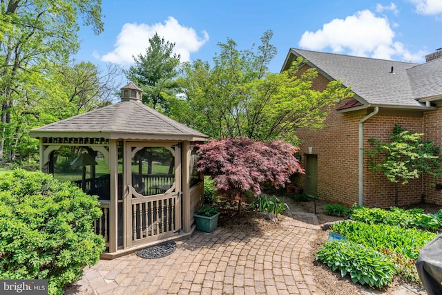 exterior space featuring a gazebo