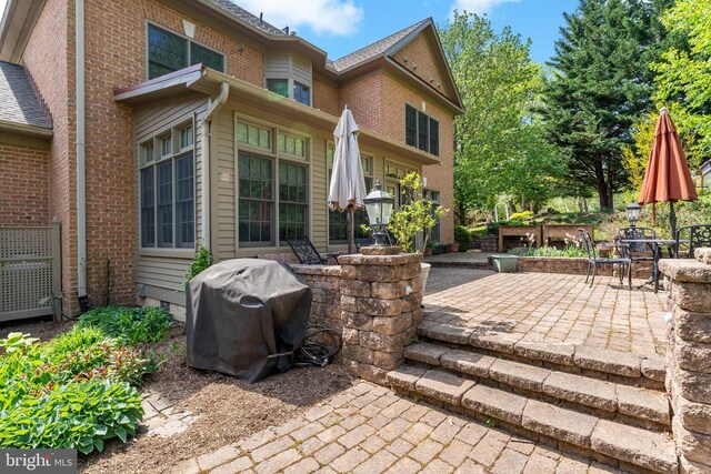 view of patio with area for grilling