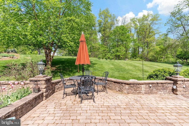 view of patio with outdoor dining area