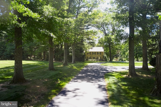 view of home's community featuring a lawn