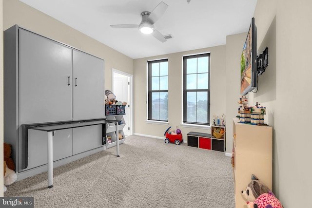 444 W Broad St Unit 407, Falls Church, VA 22046 - rec room with ceiling fan, carpet flooring, and baseboards