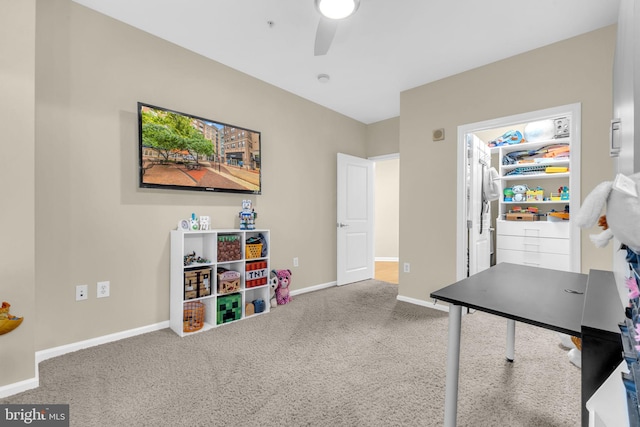 444 W Broad St Unit 407, Falls Church, VA 22046 - game room featuring carpet, ceiling fan, and baseboards