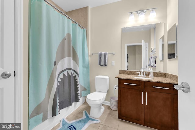 444 W Broad St Unit 407, Falls Church, VA 22046 - full bathroom featuring toilet, vanity, tile patterned floors, and curtained shower