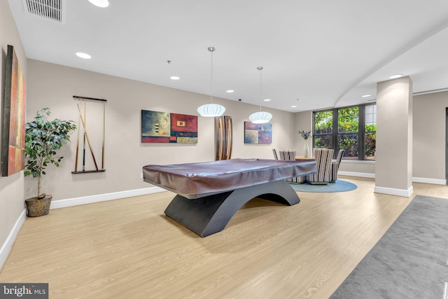444 W Broad St Unit 407, Falls Church, VA 22046 - rec room with baseboards, wood finished floors, recessed lighting, and billiards