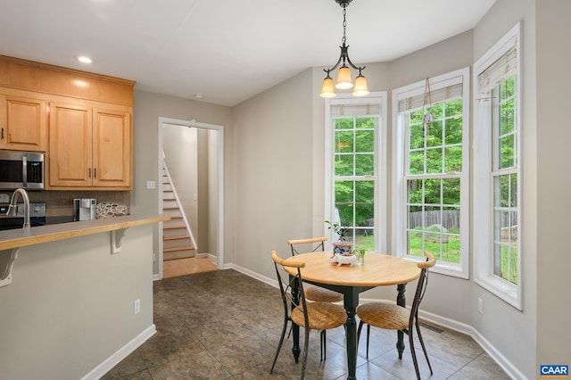 2364 N Chesterfield Ct, Charlottesville, VA 22911 - dining space with baseboards, plenty of natural light, stairway, and recessed lighting